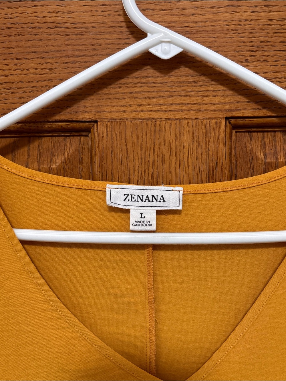 Zenana Outfitters Mustard V-Neck Short Sleeve Pocket Tunic - Picture 3 of 6
